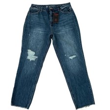 No Boundaries Women High Rise Slim Straight Distressed Blue Jeans Size 13 NWT