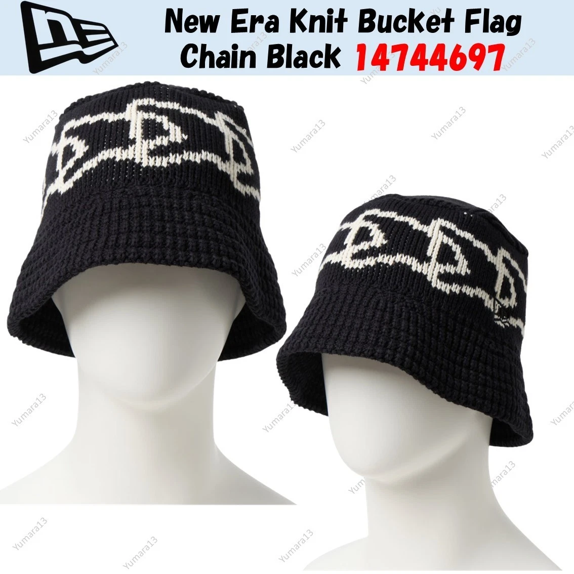 New Era Knit Bucket Flag Chain Black 14744697