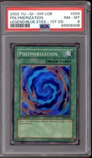 Yu-Gi-Oh Legend of Blue Eyes 1st Edition GLOSSY Polymerization LOB-059 PSA 8 YuG
