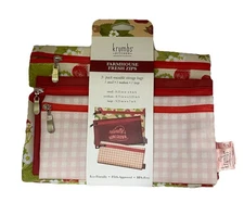 Krumbs Kitchen Farmhouse Fresh Zips  3-Pack Reusable Storage Bags NEW