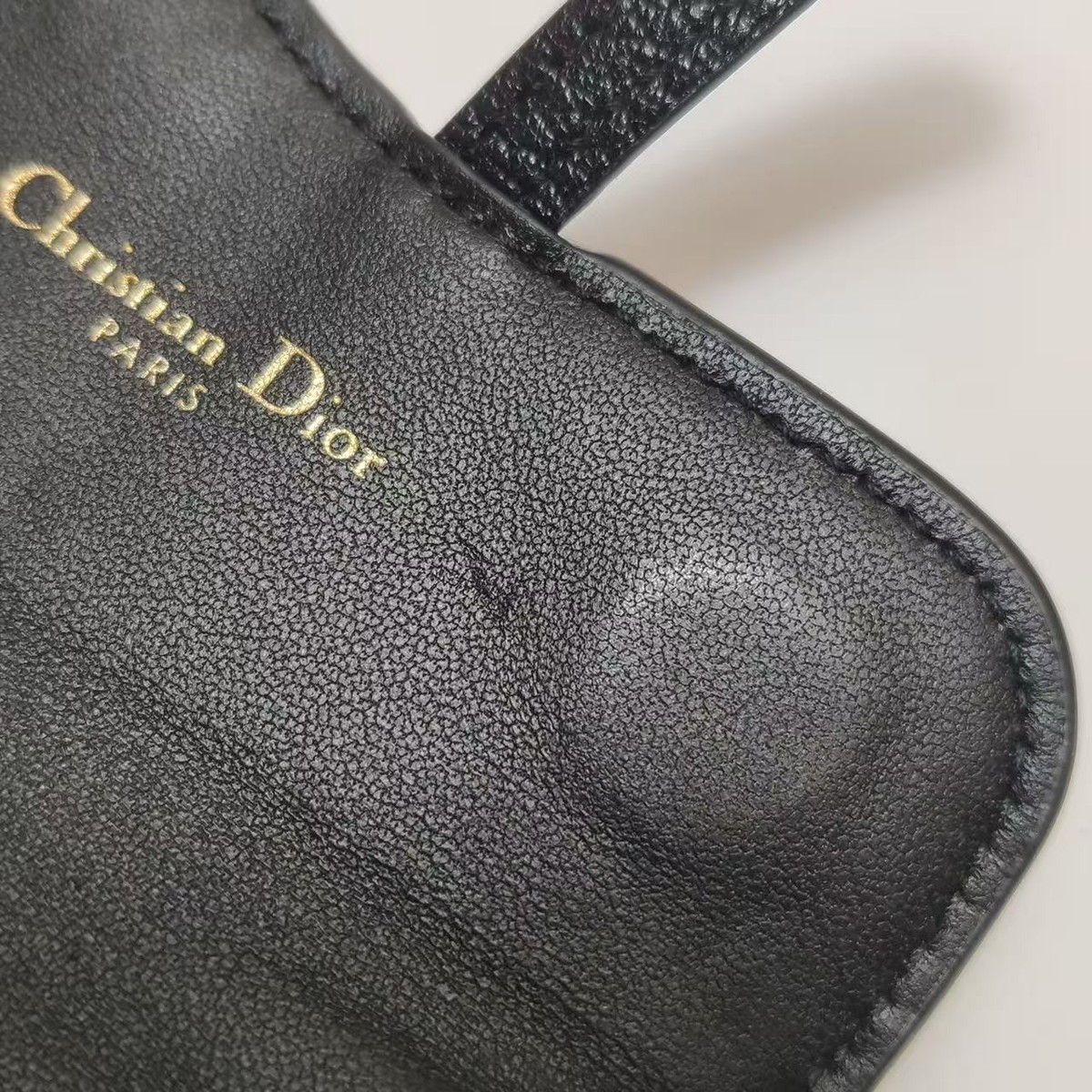 Dior Saddle Pouch with Chain Black Goatskin women gold hardware | eBay