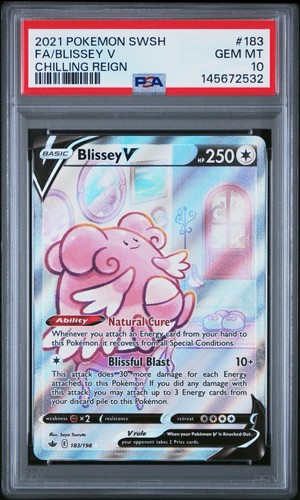2021 POKEMON SWORD & SHIELD CHILLING REIGN #183 FULL ART/BLISSEY V PSA 10