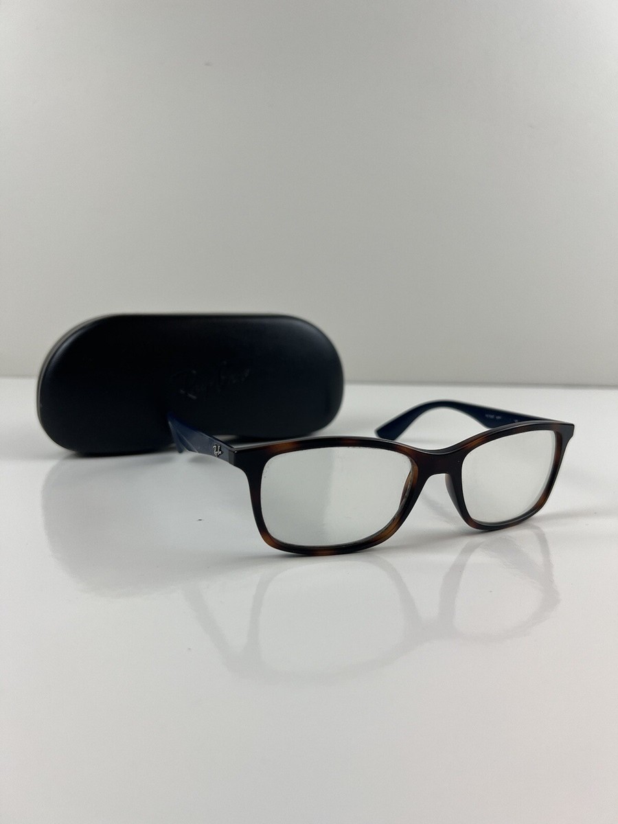 Ray-Ban Eyeglasses RB7047 5574 Matte Havana Tortoise w/ Blue Arms Case  READ