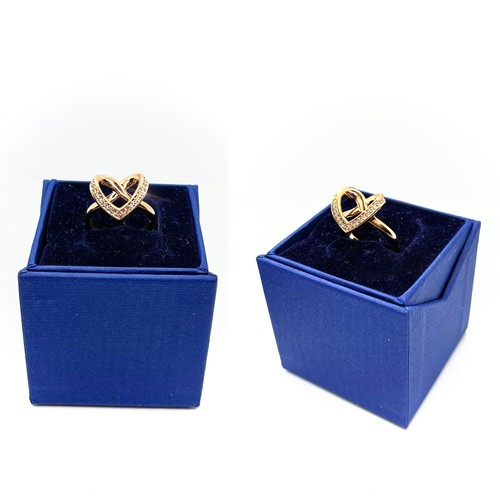 Authentic Swarovski Ring Crystal Pave Cupidon Rose Gold Plated Infinity Heart 55 - Picture 2 of 7
