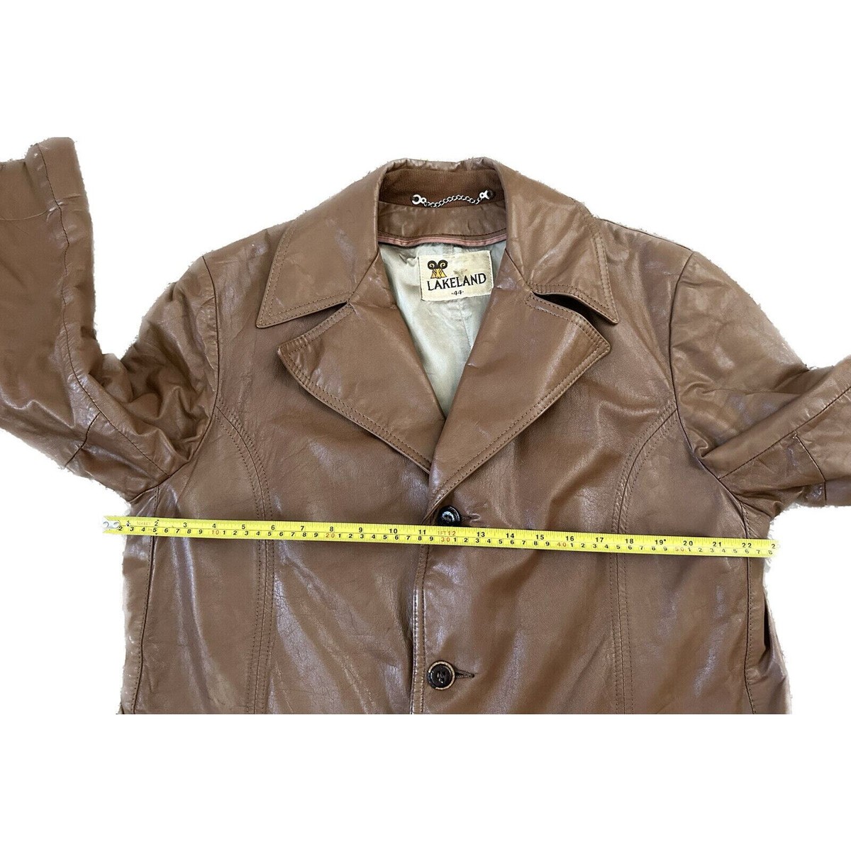 Vintage 70s Lakeland Leather Mens's Size 44 Light Brown Retro