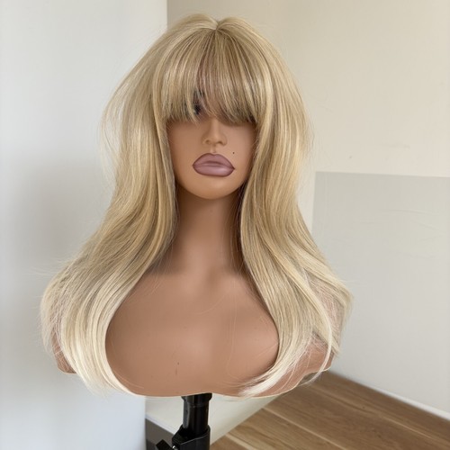 Mischblond Hitzebeständiges Haar Cosplay Perücke With Bangs Bob Straight - Imagen 4 de 9