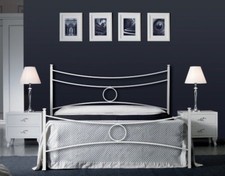 Letto in Ferro Matrimoniale Nero, Avorio, Verde, Bianco e Ganci per Rete Sospesa