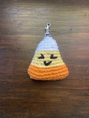 Handmade Crotchet Candy Corn Keychain