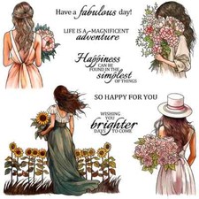 Lovely Women Flowers Fabulous Day so Happy for You Brighter Days Clear Stamps