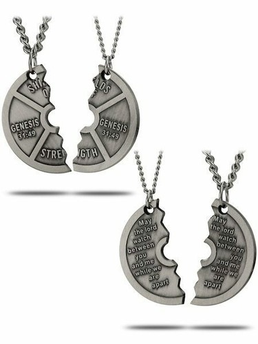 Large Antique Finish Split Weight Plate Necklace-Genesis 31:49 - Picture 2 of 4
