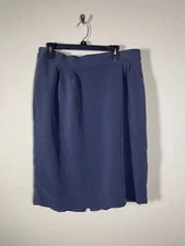 Travis Ayers Women's Gray 100% Silk Pencil Skirt Size: 18 Fully Lined Business