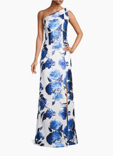 Black Halo Eve Dolan Floral One-Shoulder Gown
