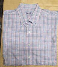 Alan Flusser Dress Shirt Men's XL Purple Plaid Long Sleeve Button Down Shirt