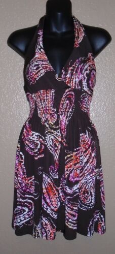 As U Wish Women’s Sundress Size S Small Halter Dress Multicolor Paisley EUC