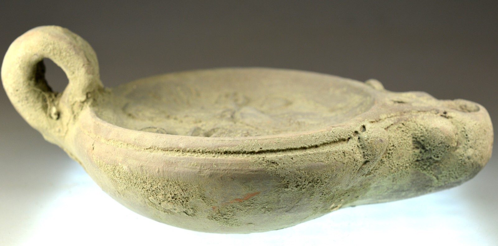 Large Roman Clay Oil Lamp, Pottery Oil Lamp, Terracotta Artificial