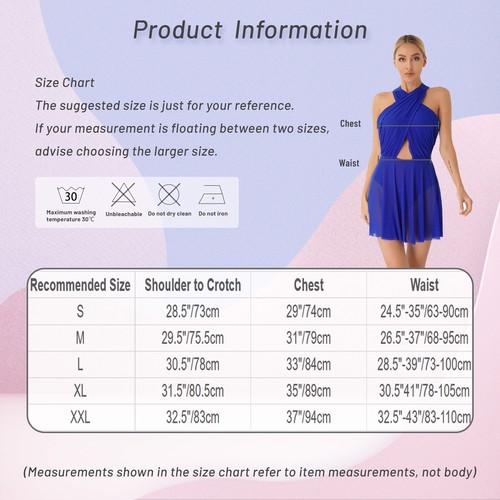 Womens Figure Skating Dresses Shiny Dancewear Elegant Lyrical Dance Dress Prom - Picture 47 of 47