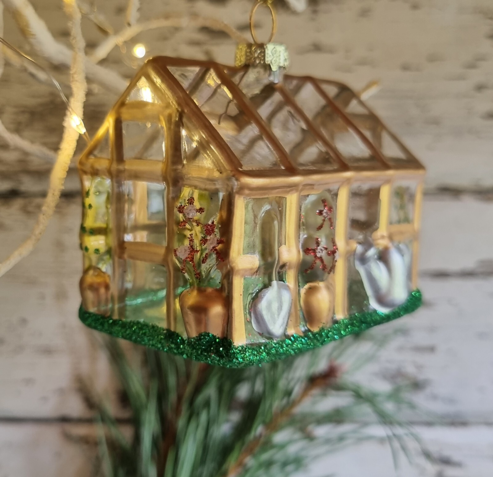 Gisela Graham clear vintage vintage greenhouse glitter glass Christmas