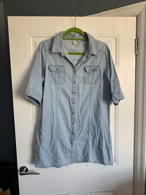 Ladies Light Denim 3/4 Sleeve Shirt Size 14 UK
