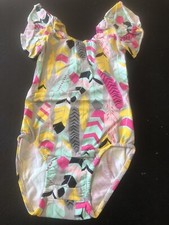 Flutter Sleeve Girls Feather Multi Color Stretch Handmade Size L 5/6 New