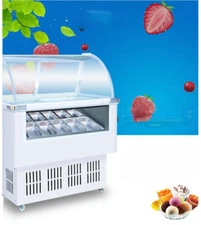 12 PAN Hard Ice Cream Dipping Cabinet Freezer Display Cabinet 220V with Wheels