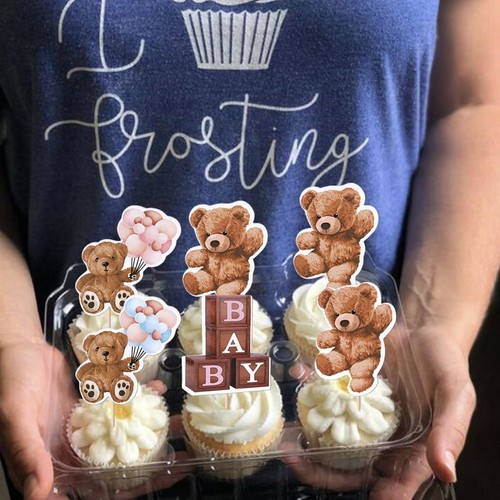 Rsstarxi 36 Pack Baby Bear Cupcake Toppers Bear Theme Birthday Party Decorations - Picture 4 of 7