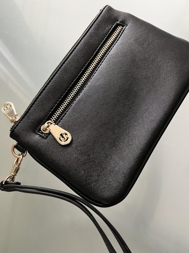 BLACK KATE HILL CLUTCH 23 x 15 CM Gold Zip Has Pocket Inside (Handbag) BAG - Picture 4 of 4