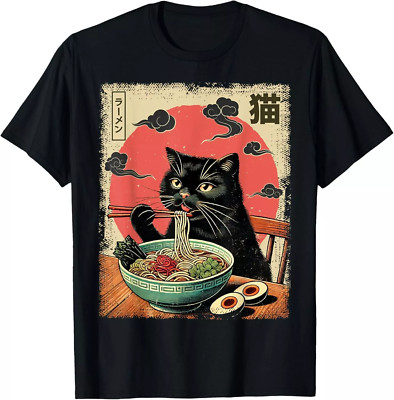 Funny Cat Ramen Japanese Kawaii Anime Graphic Tee   Unisex Gift T-Shirt
