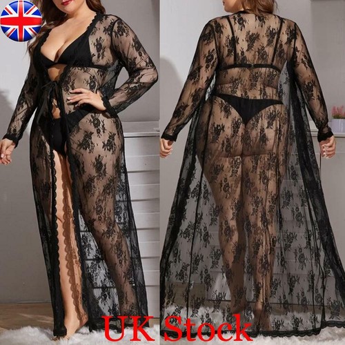 Plus Size Women Sexy Lace Long 