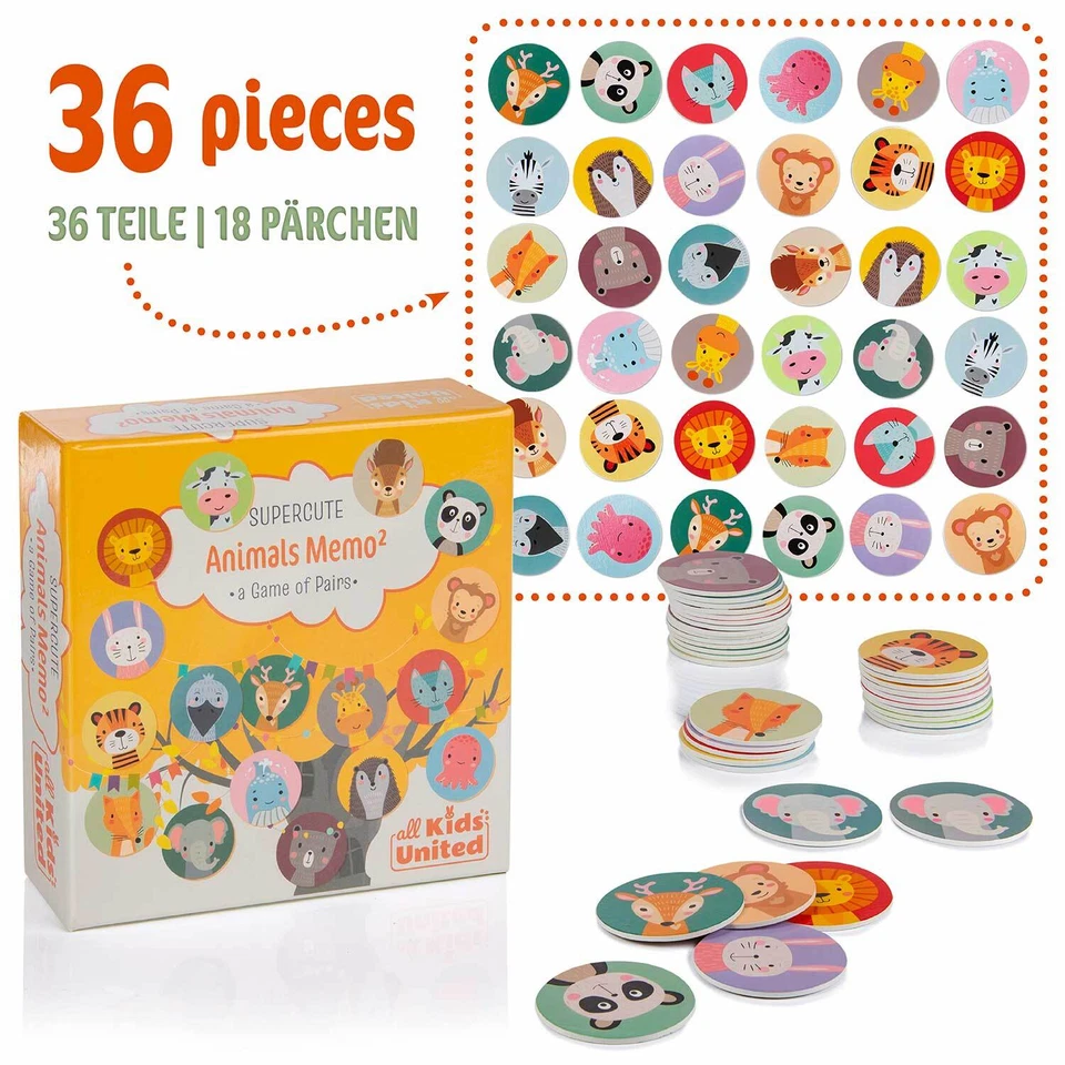 Memospiel aus Holz - Legekartenspiel Gedächtnisspiel - Memo Spiel Tier Kinder - Bild 4 von 4