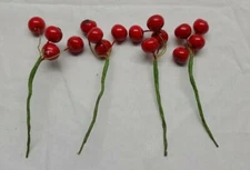 Vintage Red Christmas Berry Sprig Stem Pick Tree Decoration Ornament Holly Spray