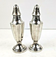 Pair Sterling Silver 4.5" Tall by Fred Hirsch Co. Salt & Pepper Shakers #599