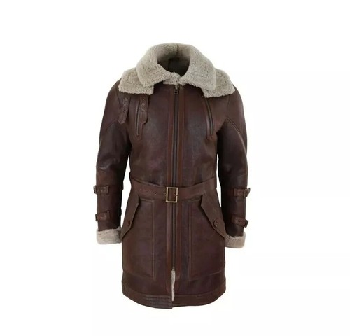 Trench cappotto pelle uomo vintage giacca lunga doppio colletto stile cintura - Foto 5 di 7