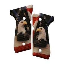American Spirit Bald Eagle On Usa Flag Custom Beretta 92 96 M9 Grips