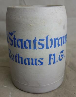 alter Bierkrug Brauerei Badische Staatsbrauerei Rothaus 4/10 Liter Nr. #03