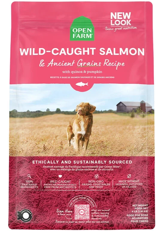 Open Farm Salmon Grass-Fed Ancient Grain Dog Food 22#