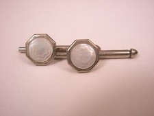 SINGLES 2 5/16" White Engraved Vintage SWANK Formal Tux Prom Shirt Stud h65