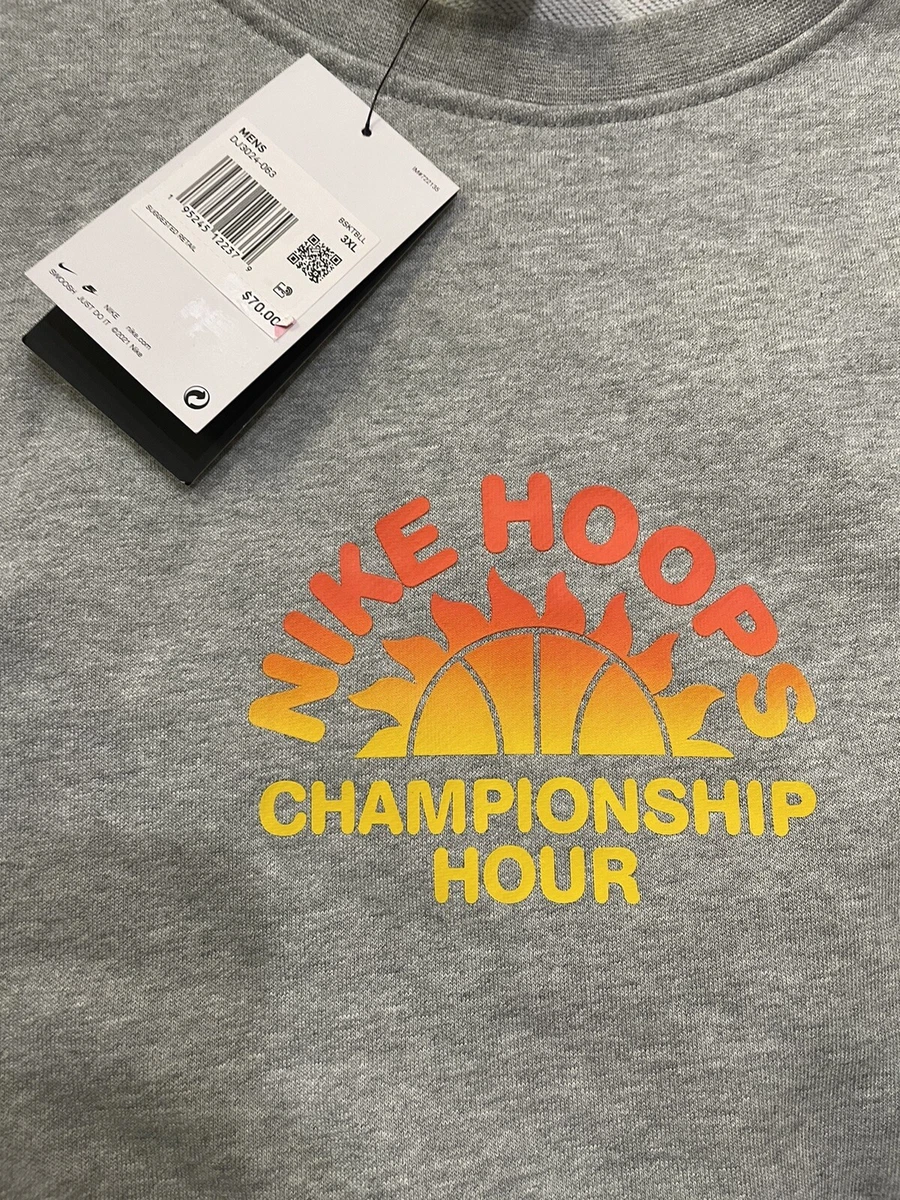Nike Hoops Championship Hour Basketball Sweatshirt Gray DJ3024 063 Mens 3XL