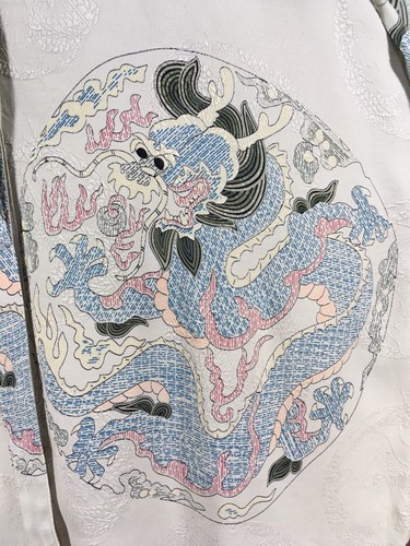 Citron Santa Monica Oriental Japanese Asian Dragons Blouse Jacket Duster Silk M - Picture 4 of 7