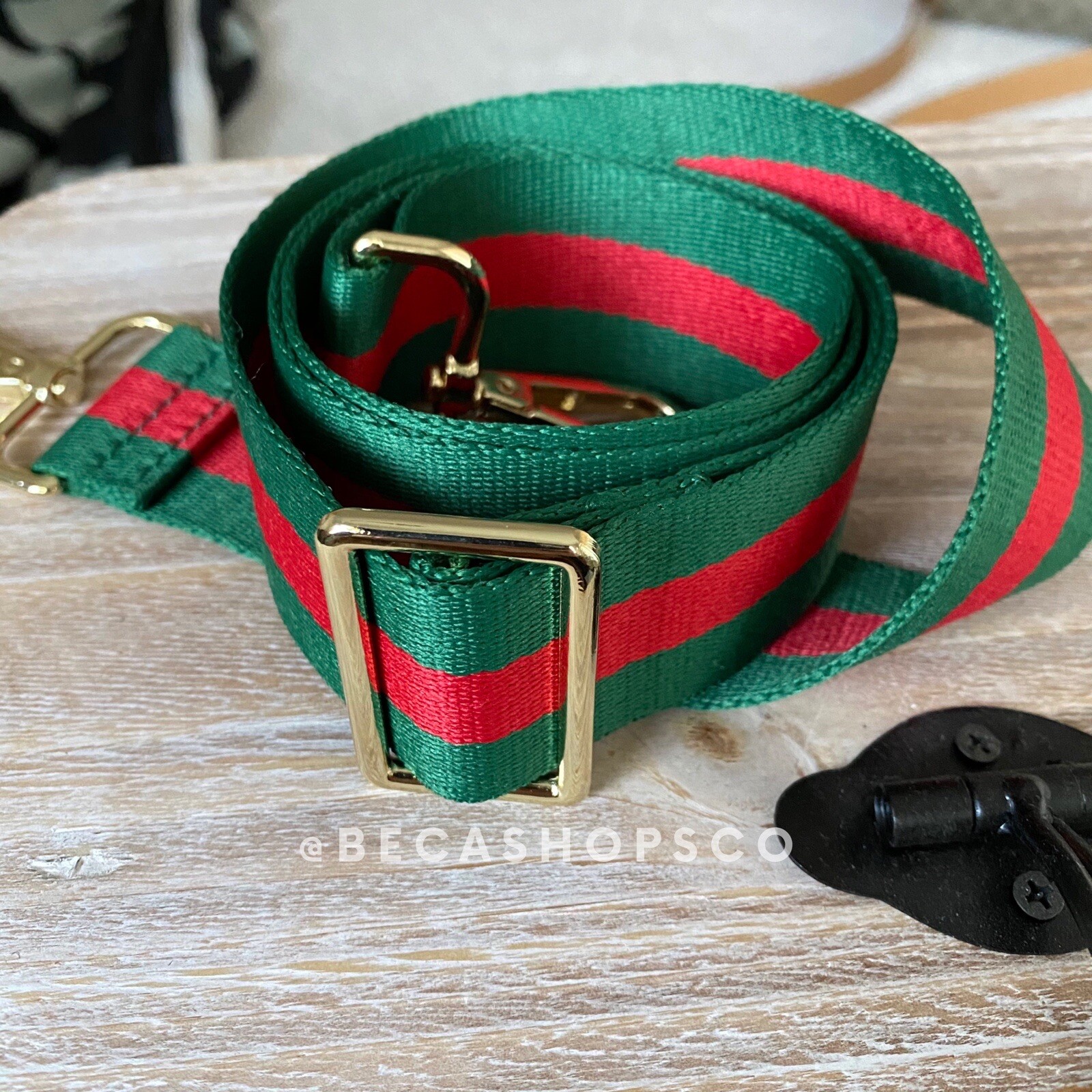 Brown-tan-green-red Strap for Bags 1.5 Wide Nylon 