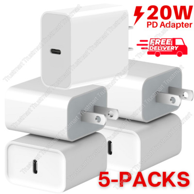 5Pack 20W USB-C PD Fast Charger Power Adapter Block For iPhone 17 16 15 14 13 12