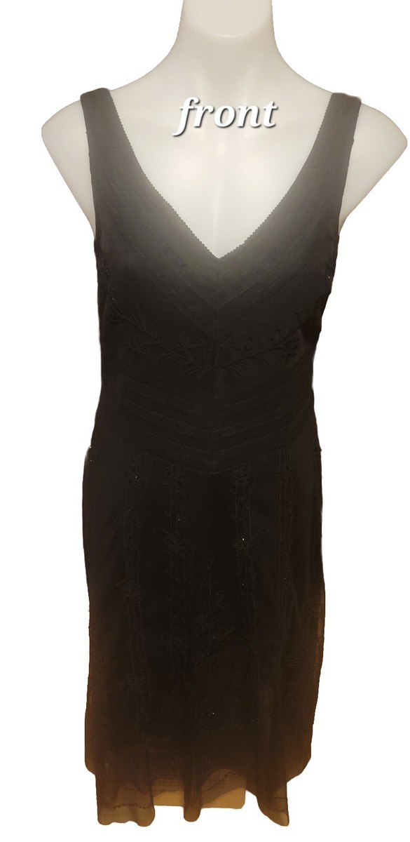 Worthington Elegant black dress Sequins & Lace Knee Length V neck Size 8 |  eBay