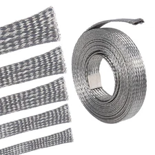Braid Ground Strap Tinned Copper Metal Cable Sleeve Mesh EMI RFI ESD Shield Lot