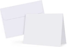 50 Pack White-Blank-Cards-And-Envelopes-5X7-Heavyweight-Folded-Cardstock-And-A7-