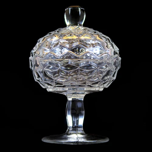 Fostoria Glass American Clear Jelly & Lid Vintage Crystal Covered Candy Dish JRB
