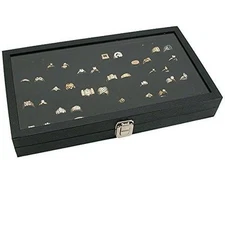 Countertop Jewelry Display Case Glass View Top Organizer 72 Rings Ring Insert