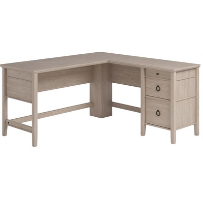 Sauder East Adara Engineered Wood L-Desk in Cascade Oak Finish