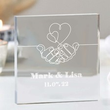 Personalised Acrylic Block Engraved Gift Couples Anniversary Wedding Present