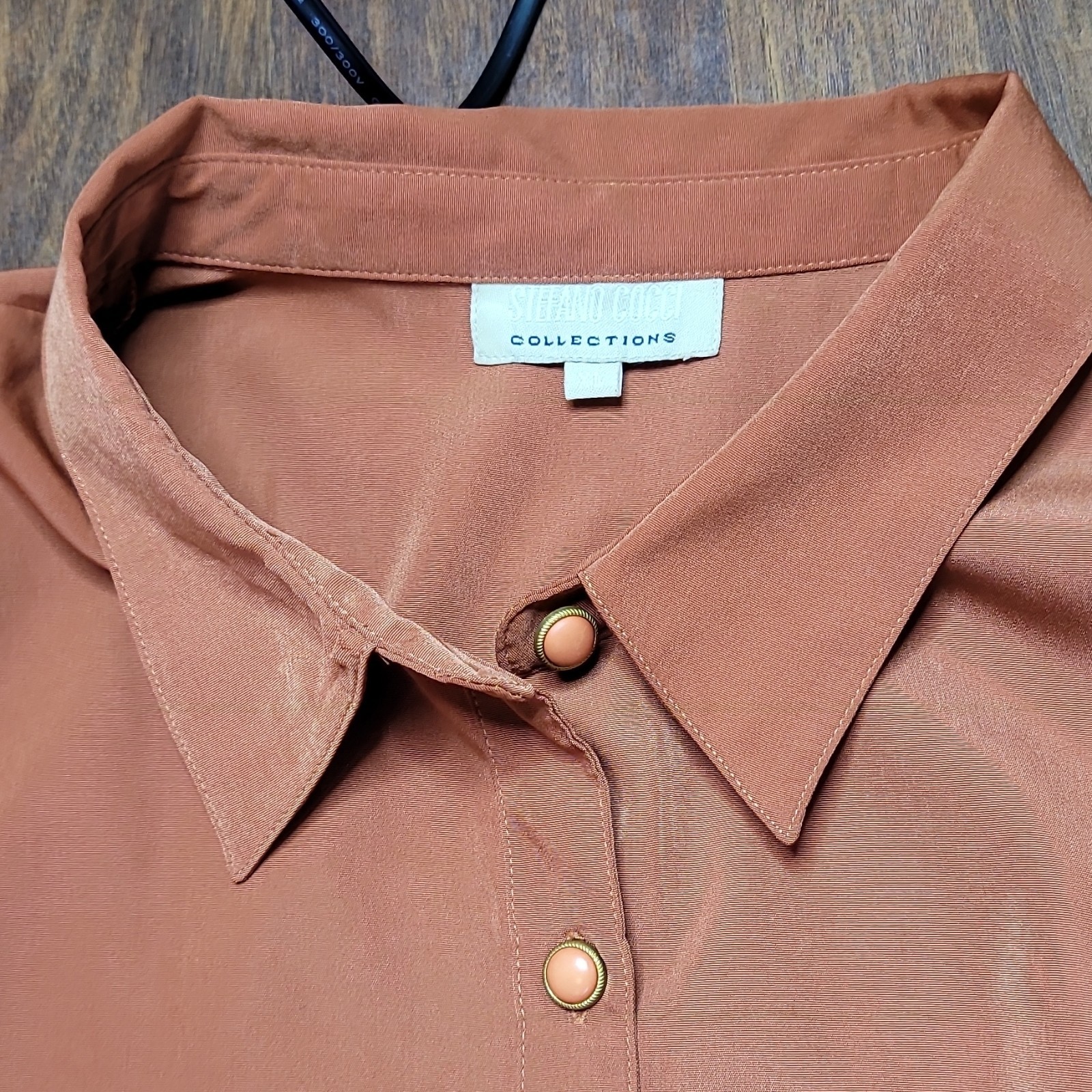 Stefano Cocci Rust Collared Button-Up Blouse Long… - image 2