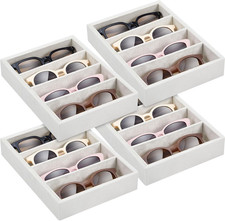 4 Pcs Beige Sunglass Organizer Trays 4 Grids Velvet Glasses Holder Jewelry Displ