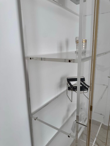 Noble Hollywood Regency Acrylique Étagère en Laiton Vintage - Photo 12 sur 14